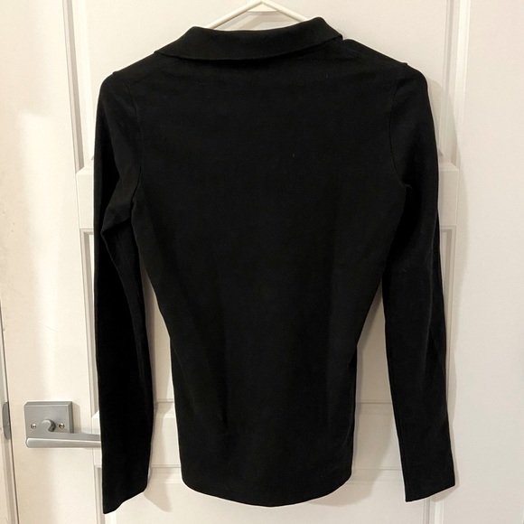 2/$99 Lacoste Women’s Long Sleeve Black Collar Polo Shirt with Buttons - Picture 3 of 6